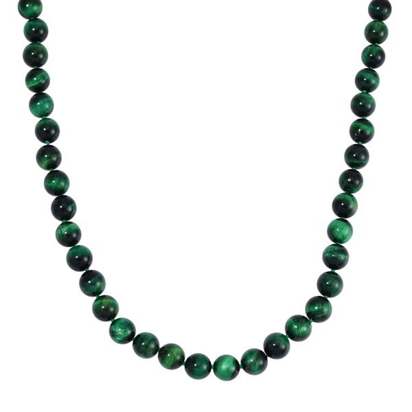 Tigerauge Halskette ca. 50 cm 925 Silber rhodiniert ca. 550,00 ct.