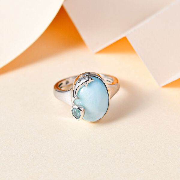 AA Larimar und himmelblauer Topas-Ring-  7,14 ct. image number 2
