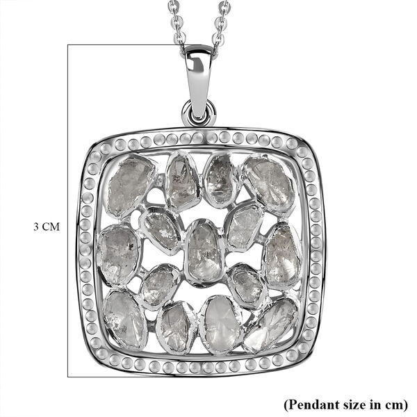 Handgearbeiteter, nat&uuml;rlicher Polki Diamant Anh&auml;nger mit 50cm Kette- 1 ct. image number 5