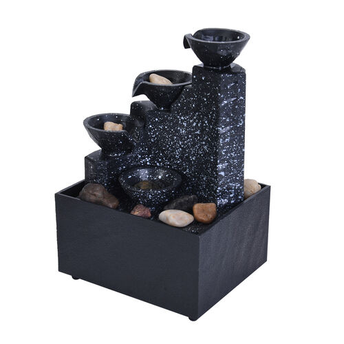 Mini Wasserbrunnen 4-stufig, 2xAA Batterie (nicht inkl.), Größe 11x9x17 cm image number 0