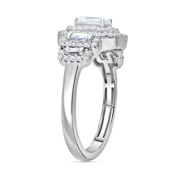LUXURIANT SGL zertifizierter VS-EF Labor Diamant Ring, 925 Silber platiniert - 1 ct.