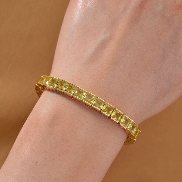 Gelber kubisches Zirkonia Armband ca. 18 cm mit 2.5 cm verlängerung, Goldfarben image number 2