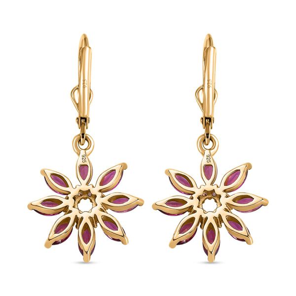 Rhodolith Granat, Wei&szlig;er Zirkon Ohrringe 925 Silber Gelbgold Vermeil ca. 3,17 ct. image number 5