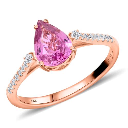 Iliana AAA Rosa Saphir, Weißer Diamant Ring 750 Gold (Größe 18.00) ca. 1,25 ct image number 0