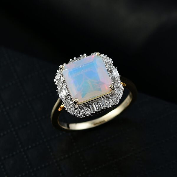 LUXURIANT DIAMOND - AAA Nat&uuml;rlicher, &auml;thiopischer Welo Opal, Lab Grown Diamant Ring 417 Gold (Gr&ouml;&szlig;e 20.00) ca. 3,47 ct image number 1