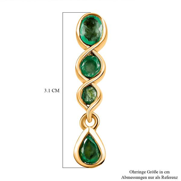 Kagem sambische Smaragd-Ohrh&auml;nger, 925 Silber vergoldet, 0,90 ct. image number 5