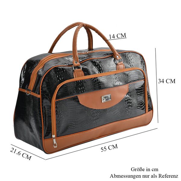 Passage: Reisetasche mit Kroko-Pr&auml;gung und Schulterriemen, Schwarz image number 7