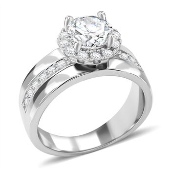 LUSTRO STELLA - Wei&szlig;er Zirkonia Ring 925 Silber rhodiniert (Gr&ouml;&szlig;e 16.00)