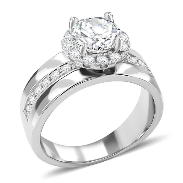 LUSTRO STELLA - Weißer Zirkonia Ring 925 Silber rhodiniert (Größe 16.00) image number 2