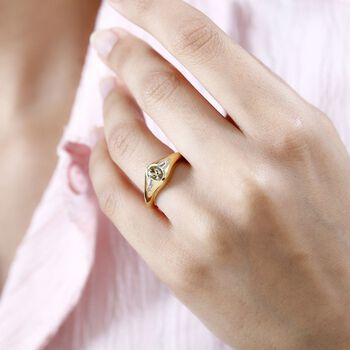 AA nat&uuml;rlicher goldener Tansanit und Zirkon-Ring - 0,74 ct.