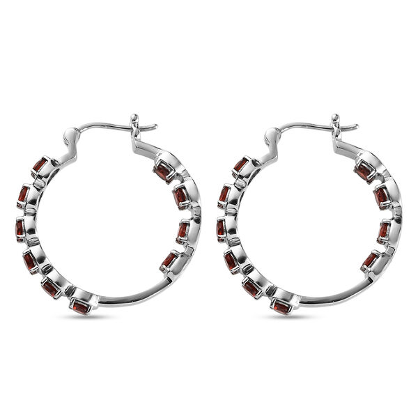 Rote Granat-Creolen, Edelstahl ca. 6,22 ct image number 4