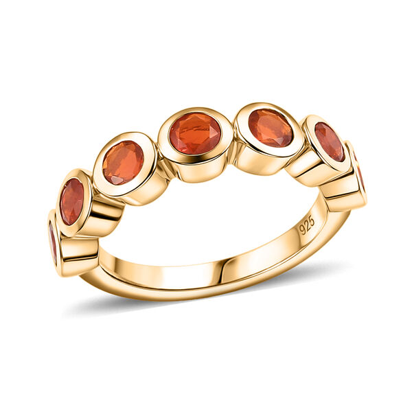 Purpurroter Feuer Opal 7 Stein Ring 925 Silber vergoldet  ca. 0,83 ct image number 4