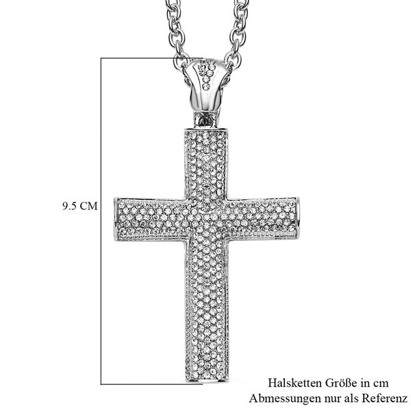Wei&szlig;er Kristall-Kreuz-Anh&auml;nger mit Kette, 74+5 cm - 2,50 ct. image number 4