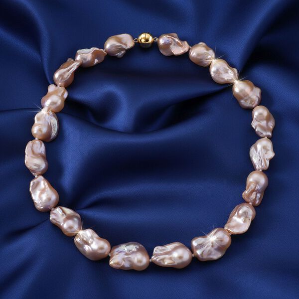 D'Joy AAAA Mehrfarbig-Barockperle (13-16 mm) Halskette ca. 50 cm 925 Silber vergoldet image number 1