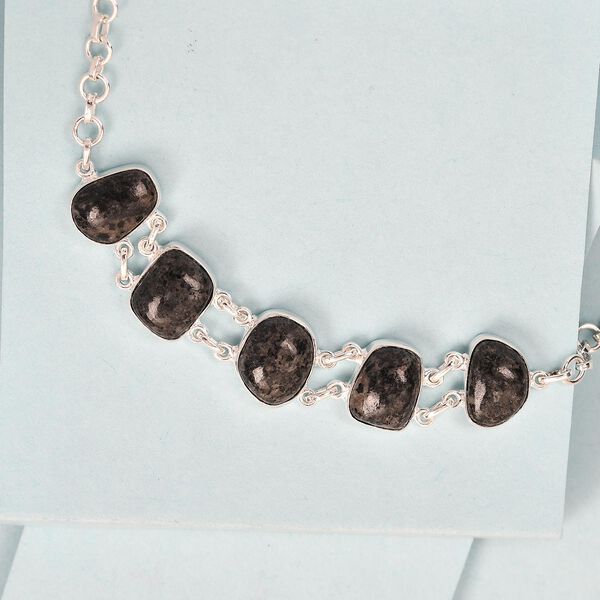 Handgefertigte natürliche Yooperlite Silber Halskette 37,34 Ct image number 2