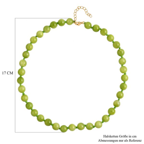 Gr&uuml;ner Quarzit Halskette ca. 45 cm Reiner Edelstahl IP-Gelbbeschichtung ca. 296.00 ct image number 4