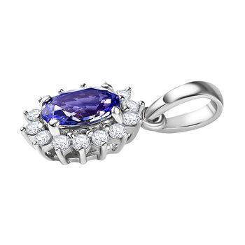 AA Tansanit, Moissanit Anh&auml;nger, 375 Gold, ca. 0.95 ct