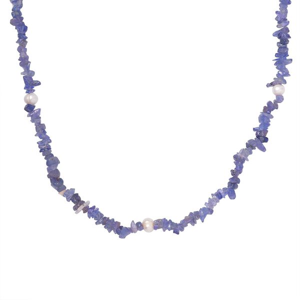 Tansanit und S&uuml;&szlig;wasserperlen Halskette, 91cm - 175 ct. image number 0