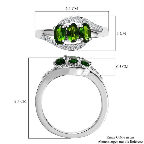 Natürlicher Chromdiopsid, Weißer Zirkon Ring, 925 Silber platiniert (Größe 16.00) ca. 1.06 ct image number 7