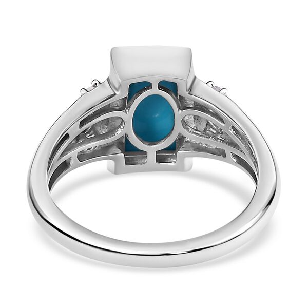 Amerikanischer, nat&uuml;rlicher Sleeping Beauty T&uuml;rkis, Wei&szlig;er Zirkon Ring, 925 Silber platiniert (Gr&ouml;&szlig;e 20.00) ca. 2.43 ct image number 6