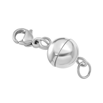 9 teiliges 316L Edelstahl Schmuckset rhodiniert, 1 Bolo Schieber, 2 Magnetverschluss Kugeln, 6 Ohrstopper, Silberfarben