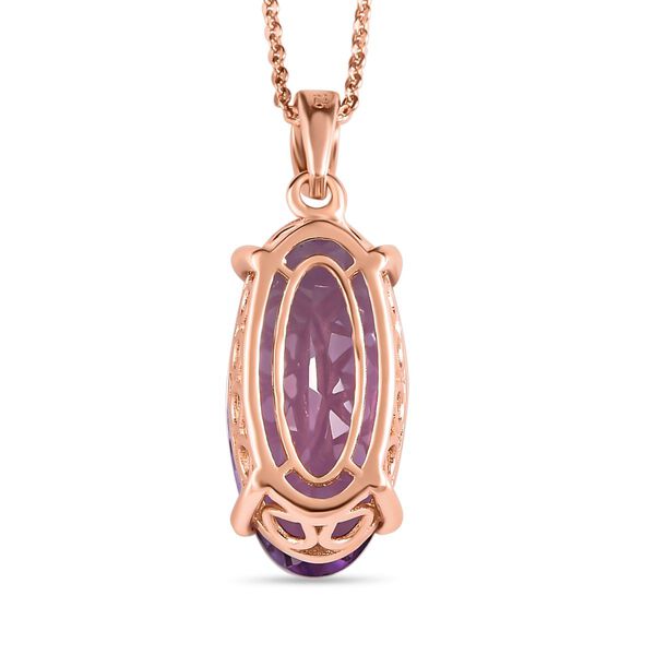 Rose De France Amethyst Solitär-Anhänger mit Kette, 925 Silber rosévergoldet ca. 8,49 ct. image number 5