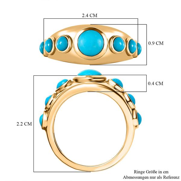 Amerikanischer, nat&uuml;rlicher Sleeping Beauty T&uuml;rkis Ring, 925 Silber vergoldet (Gr&ouml;&szlig;e 16.00) ca. 1.52 ct image number 7