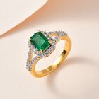 AAA Kagem Sambischer Smaragd, Weißer Zirkon Ring, 925 Silber Gelbgold Vermeil, (Größe 19.00), ca. 1.58 ct image number 1