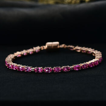 LUXURIANT AAA Labor Rosa Saphir und Labor Diamant 19cm Armband - 9,27 ct.