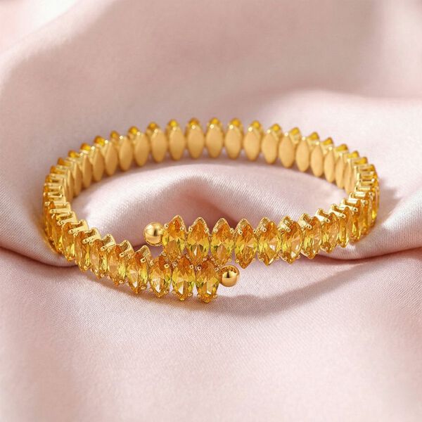 Goldgelber Zirkonia Armreif ca. Flexibles cm Nickelfreies Messing image number 1