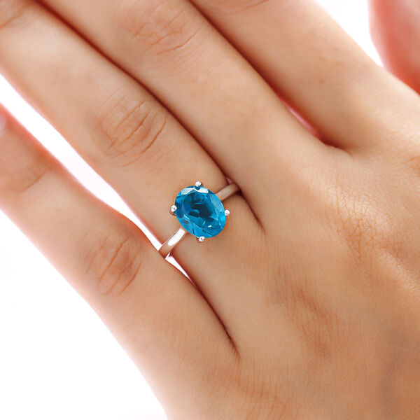 Capri-Blau Triplett Quarz-Ring, 925 Silber platiniert  ca. 2,63 ct image number 3