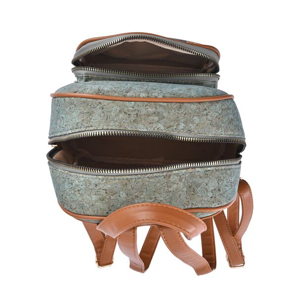 Rucksack aus Naturkork mit Kunstleder-Griffen, Boh&egrave;me Muster, Blau image number 5