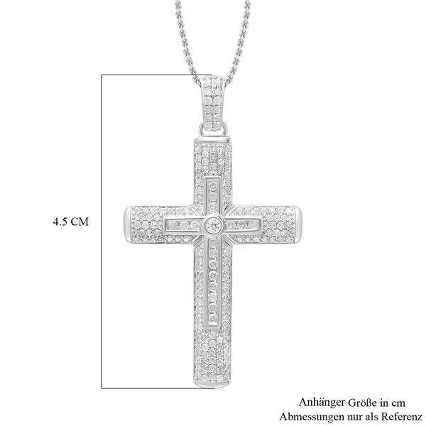 Weißer Diamant Kreuz Anhänger mit 45cm Kette - 0,98 ct. image number 3