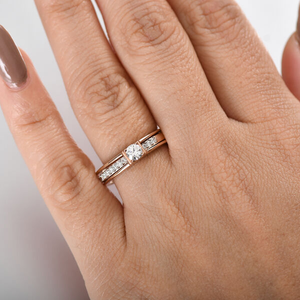 2er-Set Moissanit Ringe, 925 Silber 750 rosévergoldet - 0,48 ct. image number 2