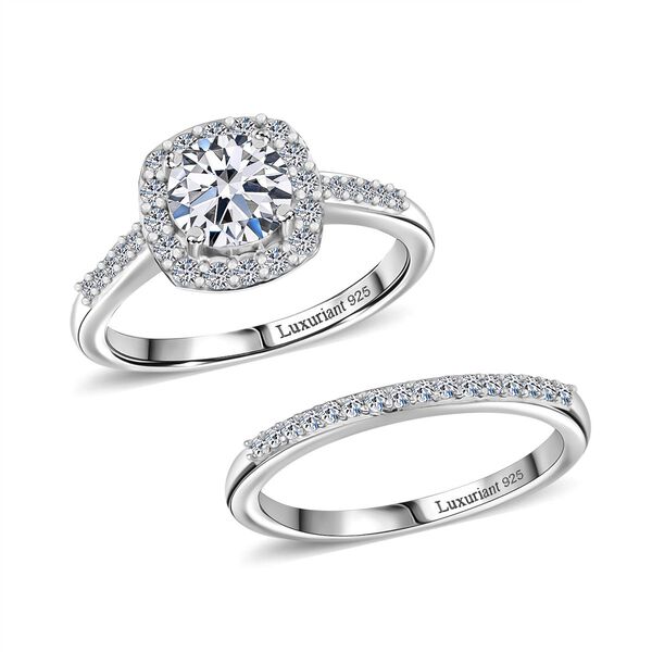 LUXURIANT 2er-Set SI Labor Diamant Ringe, 925 Silber rhodiniert - 1,50 ct. image number 3