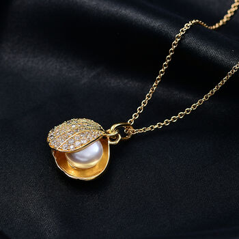 EverTrue S&uuml;&szlig;wasser Perle und Zirkon Anh&auml;nger mit 50cm Kette in Goldton