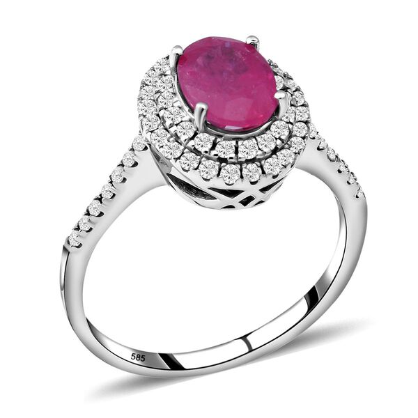 AAA Nat&uuml;rlicher Mosambik-Rubin und wei&szlig;er Diamant-Ring, 585 Wei&szlig;gold  ca. 1,94 ct image number 3