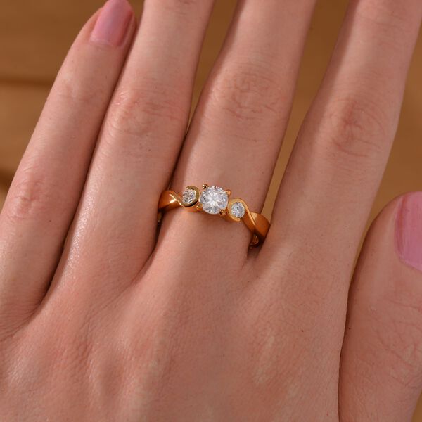 Moissanit Ring, 925 Silber Gelbgold Vermeil - 0,72 ct. image number 3