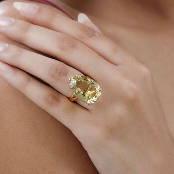 Ouro Verde Quarz und Zirkon Cocktail Ring - 18,64 ct.