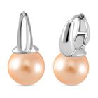 Goldene Muschelkernperle (11-13 mm) Ohrringe, silberfarben