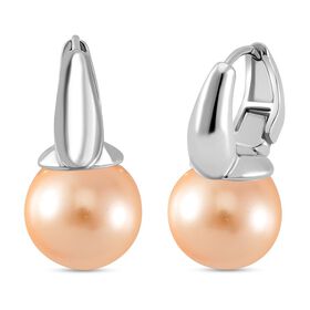 Goldene Muschelkernperle Ohrringe, silberfarben