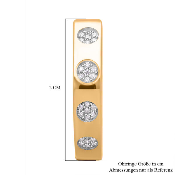 Wei&szlig;er Diamant Creolen, 925 Silber Gelbgold Vermeil ca. 0.25 ct image number 2