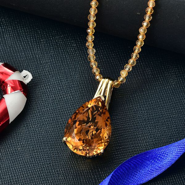 D'Joy AA Citrin Schmuckset ca. 50 cm 925 Silber 750 Gelbgold Vermeil ca. 58.60 ct image number 2