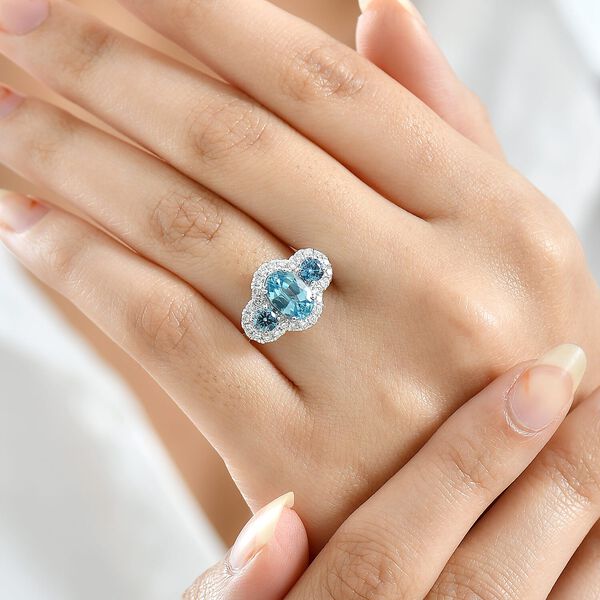 LUXURIANT AAA blauer Zirkon und Labor blauer und wei&szlig;er Diamant Ring in 417 Wei&szlig;gold - 3,07 ct. image number 2