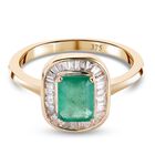 AAA sambischer Smaragd und Diamant-Ring, 375 Gelbgold (Größe 17.00) ca. 0,96 ct