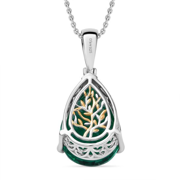 D joy Pfau Quarz Triplette Anhänger mit Kette, 925 Silber Rhodiniert und 750 Gelbgold Vermeil ca. 25,00 ct. image number 4