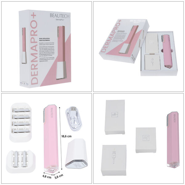 2 in 1 Dermaplaning- und Mikrodermabrasionsgerät mit 2 Peelingköpfen und 4 Haarentfernungsköpfen image number 5