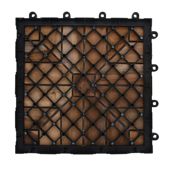 10er-Set Fliesen aus Teakholz, Schleifenmuster, Braun  image number 3