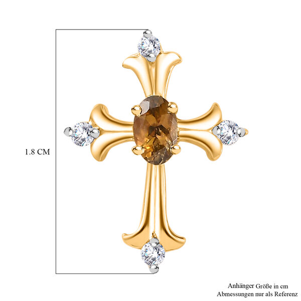 AA Natürlicher goldener Tansanit und Moissanit-Kreuz-Anhänger - 0.35 ct. image number 6