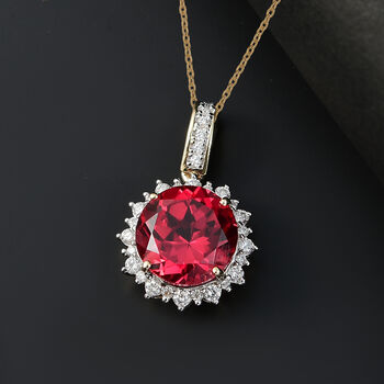 LUXURIANT zertifiziert und gepr&uuml;ft AAA Labor Padparadscha Saphir und VS-EF Labor Diamant Anh&auml;nger mit 45cm Kette in 417 Gold - 4,27 ct.